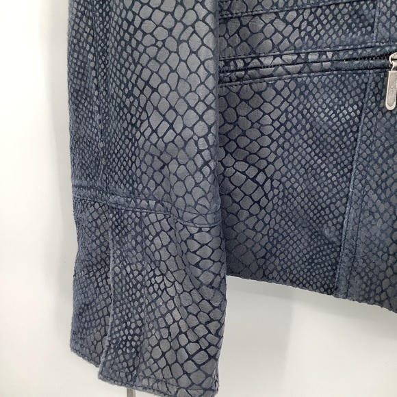 ALFANI Vintage Leather Snakeskin Print Moto Jacket Coat Size Large - Picture 3 of 8
